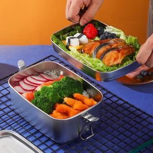 Food Container Sandwich Bento Dinware Roestvrij staal voor kinderen Volwassenen 2 Lagen Lunch Box School Office Kitchen Keuken Verzegelde opslag