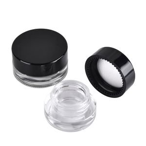 Food Grade Non-stick 3ml 5ml Glazen Pot Gehard Glas Container Wax Potten Droge Kruid Containers met Zwart Deksel