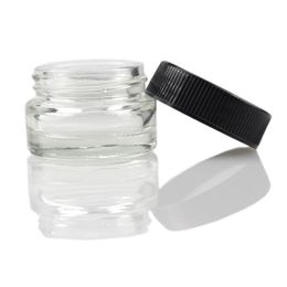 Botella de vidrio antiadherente de grado alimenticio de 5 ml Cera templada Dab Tarro Hierba seca Contenedor de concentrado de 50 g con tapa negra 257K
