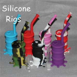 Bangs en silicone de qualité alimentaire pour narguilés aux herbes sèches, Accessoires pour fumeurs Bangs à l'huile de silicone, Silicone Dab Rig avec tiges, bol en verre gratuit DHL