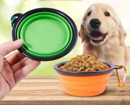 Food Grade Silicone Folding Dog Bowl Expandable Cup Dish Pet Feeder Draagbare Reiskom met Carabiner