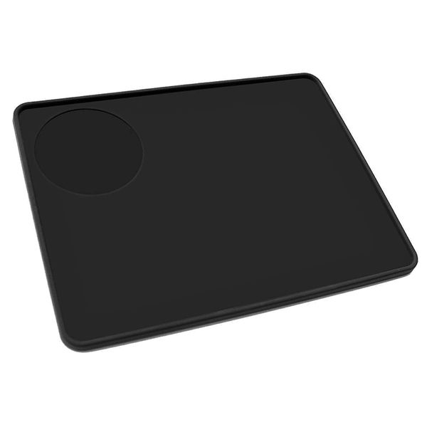 Mat à expresso en caoutchouc de silicone de qualité alimentaire 8 pouces x 6 pouces (20 cm x 15 cm), tapis de sabotage de café, noir