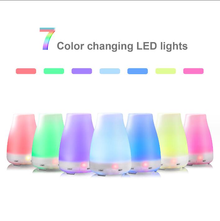 Humidificateur LED 100ML, 7 couleurs, diffuseur électrique d'arôme d'huile essentielle d'aromathérapie pour le bureau et la maison