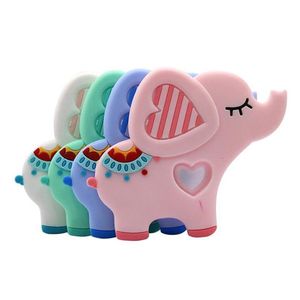 Anneaux de dentition en Silicone de qualité alimentaire bricolage Animal éléphant bébé anneau de dentition bébé bébé breloques en Silicone enfants cadeau de dentition jouets pour tout-petits