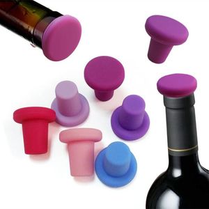 Bouchon de vin en Silicone de qualité alimentaire, outils de Bar, scellage et bouchon de bouteille anti-fuite, plusieurs couleurs, envoi aléatoire