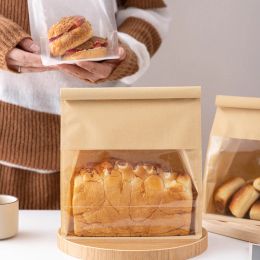 Alambre de alimentos alambre de pan tostado tostado kraft papel enrollado sellado sellado bolsillo bolsillo espesado de la ventana transparente bolso