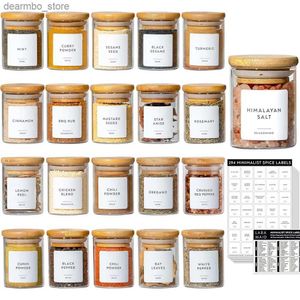 Pottes alimentaires Cancares 2,5oz 10/20 packs Jars Lass Set Cylinder Spice Bocs With Bamboo Paies et étiquettes personnalisées Clitère de contenant Storae L49