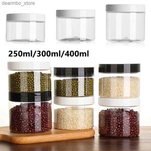 Frascos de frascos de alimentos 250/300/400ml plástico vacío maquillaje cosmético cosmético frasco transparente crema de cara Muestra de maceta la caja de la boca ancha contenedor de comida vacío L49