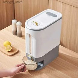 Frascos de alimentos Botes Automático Plástico Dispensador de cereales Caja de almacenamiento Taza medidora Cocina Tanque de alimentos Contenedor de arroz Organizador Latas de almacenamiento de granos L240308