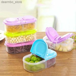 Voedselpotten Bussen Dubbele compartiment met deksel Food Fruit Sealin Jar Multifunctionele keuken Kitkervoornerder Plastic Storae Box Storae Tool L49