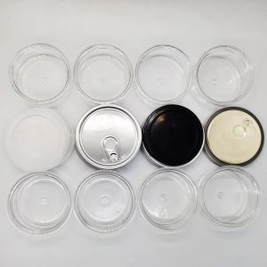 EMBALLAGE alimentaire Récipients transparents en plastique Boîtes de conserve vides Couvercles noirs Couvercles blancs ZZ