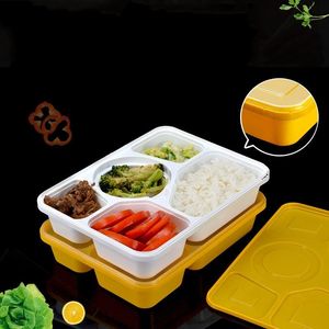 Voedselverpakkingsdozen Plastic Materiaal 5 Lattices Pure Kleuren Mode Lunchbox Zakelijke Zaken Wegwerp Neem Containers 1 95QLE1