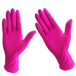 Gants roses alimentaires gants en caoutchouc nitrile haut jetant