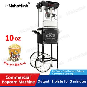 Équipement de traitement des aliments Machine à pop-corn noire Chariot professionnel Bouilloire de 10 oz pour jusqu'à 32 tasses Machine à pop-corn de cinéma vintage avec lumière intérieure