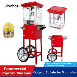 Voedselverwerkingsapparatuur Snack Machines Popcorn Foods Carts Concession Stand Alone Popcorns Machine Zwart 8 Oz Commerciële popcornmachine met kar