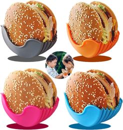 Food Savers Rétractable Sandwich Hamburger Boîte Fixe Brioches Réutilisable Silicone Burger Rack Holder Hamburger Clip DH98