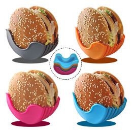 Food Savers Retráctil Sandwich Hamburger Caja fija Bollos Reutilizable Silicona Burger Rack Holder Hamburger Clip P1110