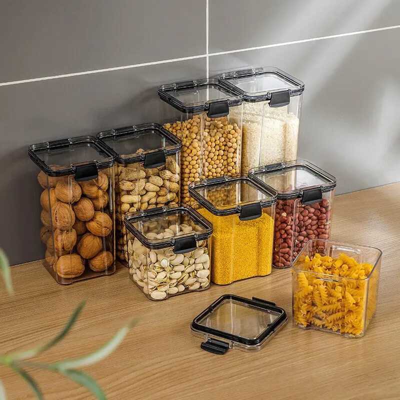Oszczędzania żywności Pojemniki 1 Przezroczysty pojemnik na pudełek do przechowywania żywności z pokrywką plastikową kuchnią i tkanką Can H240425