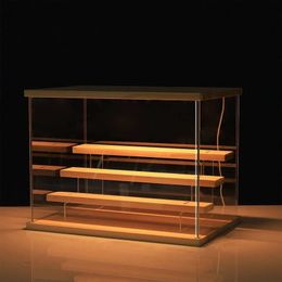 Food Savers Storage Containers 2 4 Tier Riser Display Stand Case LED LICHT Clear Acryl Showcase HOUTEN NAAR