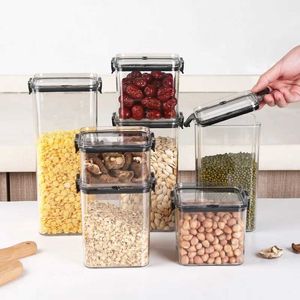 Épargnes de rangement Savers Food Ensemble de 5 pièces de canettes scellées Boîte de rangement alimentaire Transparent Organisateur de cuisine en plastique Multi grain Empilable Dry Tanks H240425