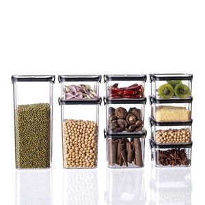 Épargnes de rangement Savers de nourriture Boîte de rangement alimentaire scellé à 5 tailles Scellé multiples en plastique Transparent peut-être un réservoir de cuisine sèche empilable Organisateur H240425 E64P