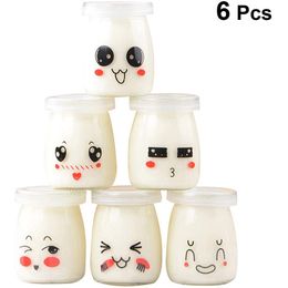 Food Savers opslagcontainers 6 stks schattige kleine glazen yoghurt potten met deksels babyvoeding potten pudding honing jar vervangen glazen potten voor honing bruiloft douche fav 221202