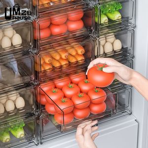 Boîtes à tiroirs pour réfrigérateur, organiseur de cuisine transparent, bac empilable, œufs, fruits, légumes, viande, boissons, divisé, grand étui de vidange 230307