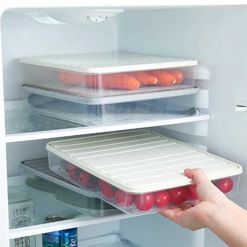 Recipientes de armazenamento de alimentos para economia de armazenamento de lixo congelado armazenamento de alimentos empilhável com tampa quadrada plástico plástico de camada única Caixa transparente selada H240425