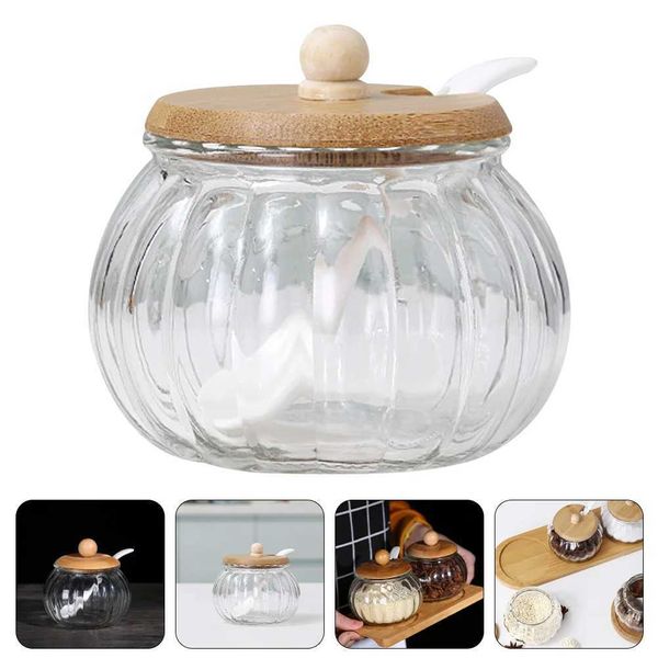 Épargnes alimentaires Conteneurs de rangement en verre Bake de lait de verre Cank Buffet Container Bowl Salt Pumpkin Pumpkle Couvrette de support transparent H240425