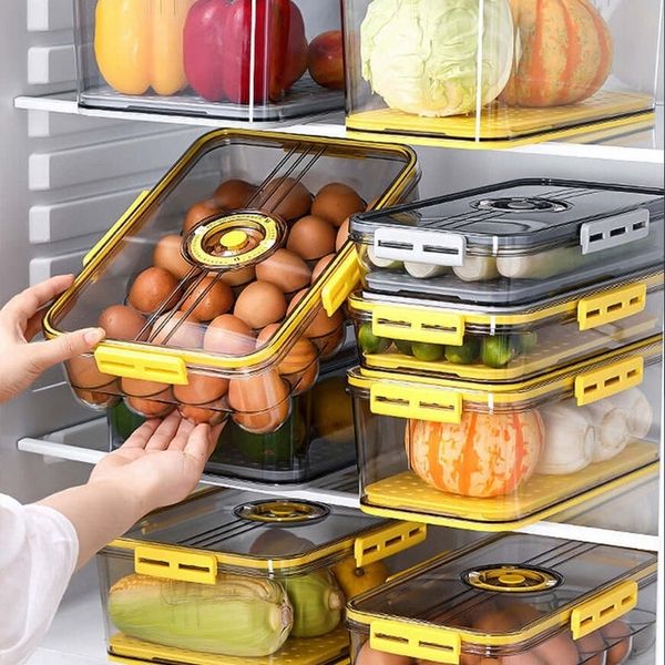 Ahorros de alimentos Contenedores de almacenamiento Organizador de cocina Contenedor Sello de PET Latas estables para refrigerador Alta capacidad Huevos frescos Caja de frutas vegetales 230327