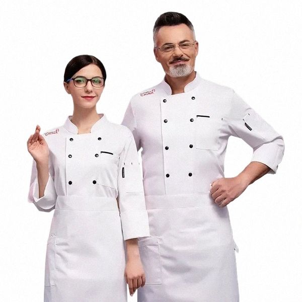 Servicio de comida chaqueta de Chef para hombre restaurante cocina uniforme de cocinero Hotel abrigo de cocina café camisa de trabajo panadería traje de camarero 16XL #