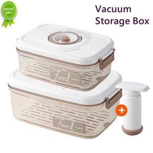 Food Storage Container Vacuum Storage Box with Drain Net Large Capacity Food Dispenser Transparent Sealed Tank Kitchen Organizer