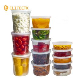 Voedselopslagcontainers met deksels Vriezer Deli Cups Combo Pack Lekvrij Rond Doorzichtig Afhaalcontainer Maaltijd Luchtdichte Deksels 240106