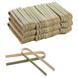 Ensembles d'organisation de stockage des aliments, paquet de 120 mini pinces en bambou, ustensiles écologiques jetables de 4 pouces, Toast 230830