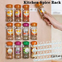 Food Storage Organisatie Sets 4 stcs Plastic clip keuken kruidenrek wandmontage kruidenpotten houder kast deur haken plank organisator 230817