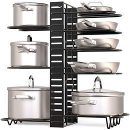 Juegos de organización de almacenamiento de alimentos 58 niveles Organizador de ollas y sartenes ajustable Estante 3 Métodos de bricolaje Soporte de tapas de metal resistente para cocina 230627
