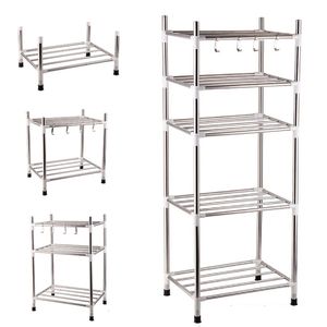 Organisatiesets voor voedselopslag Meerlaagse keukenhouder Rack Roestvrijstalen pot Keukengerei Pan Cover Shelf Room Corner Organizer 230807