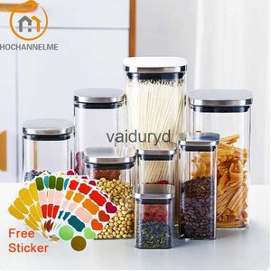 Ensembles d'organisation de stockage des aliments Bocaux en verre scellés avec couvercles pour boîte de café Carré Bonbons Biscuits Pot Cuisine Mason Jar Conteneur de céréales en vrac