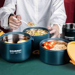 Voedsel thermische pot geïsoleerde soep thermosflessen rvs lunchdoos drinkbeker Bento lunchbox vrouwen voedselcontainer 210925