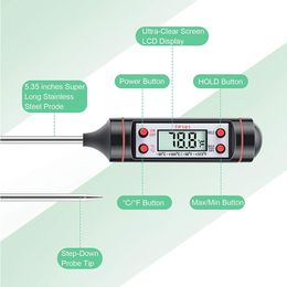 Voedsel thermometer met sondololie thermometer keuken bbq bak vlees baby fles koffie elektronische directe directe lees thermometer