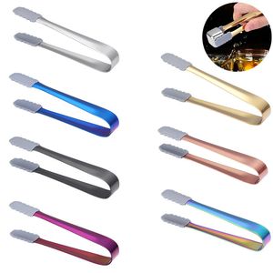 Food Tong Stainless Steel Ice Tongs Small Sugar Tongs Cubic Sugar Nip Mini Serving Tong Non Slip Silicone Head 5Inch KD1912