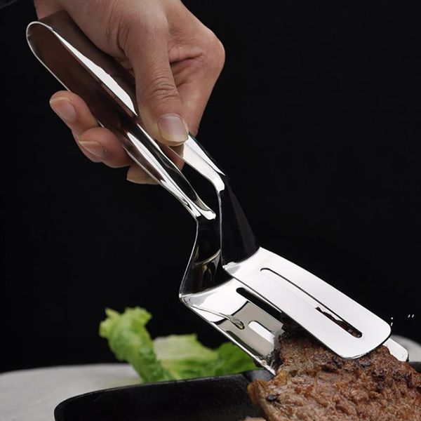 Pinzas para alimentos Accesorios multifunción para barbacoa Clip Espátula para barbacoa de acero inoxidable engrosada Hogar Cocina Panqueque Filete frito JJF11143