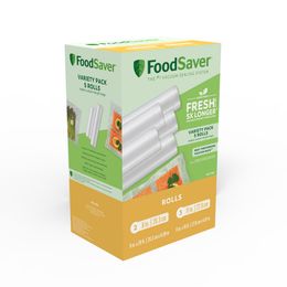 Paquete múltiple de rollos de sellado al vacío FoodSaver, 3 rollos de 11 x 16 y 2 rollos de 8 x 20