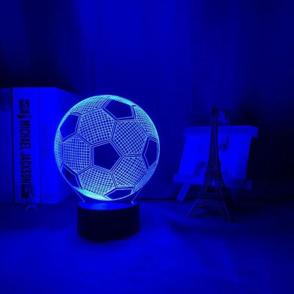 Calcio balilla a forma di pallone da calcio 3D luci notturne 7 colori che cambiano lampada da tavolo a LED tifosi di sport di calcio regali per club bar decorazione della casa bambini 231018