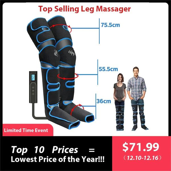 Le masseur de jambe à pression d'air des pieds favorise la circulation sanguine masseur corporel relaxation musculaire dispositif de drainage lymphatique 360 ° 240127