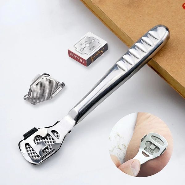 Pied Callus rasoir talon Doueur de peau dure Pieds Hands Pédicure Tool Razor Shavers Poignée en acier inoxydable 10 lames Tools Foot Treat Tools