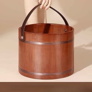 Foot Care Portable Cedar Wood Solid Isolation Foot Bucket en Barrel Bath Wash Basin 230808