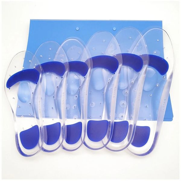 Soins des pieds Semelle intérieure en PU Imitation Silicone Transparent Respirant Sport Absorption des chocs Massage Coussin complet Soutien de la voûte plantaire Correction Plat 231202