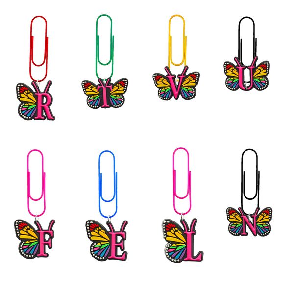 Lettre d'outils de soins aux pieds Butterfly Cartoon Clips de papier livre unique Bookmarks Cadeaux pour filles mignons petits papier livre Note drôle livre Marke Otpv5