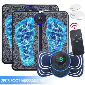 Masseur de pieds 2 ensembles, Mini coussin de cou électrique EMS avec dos à distance pour les soins de santé 231113